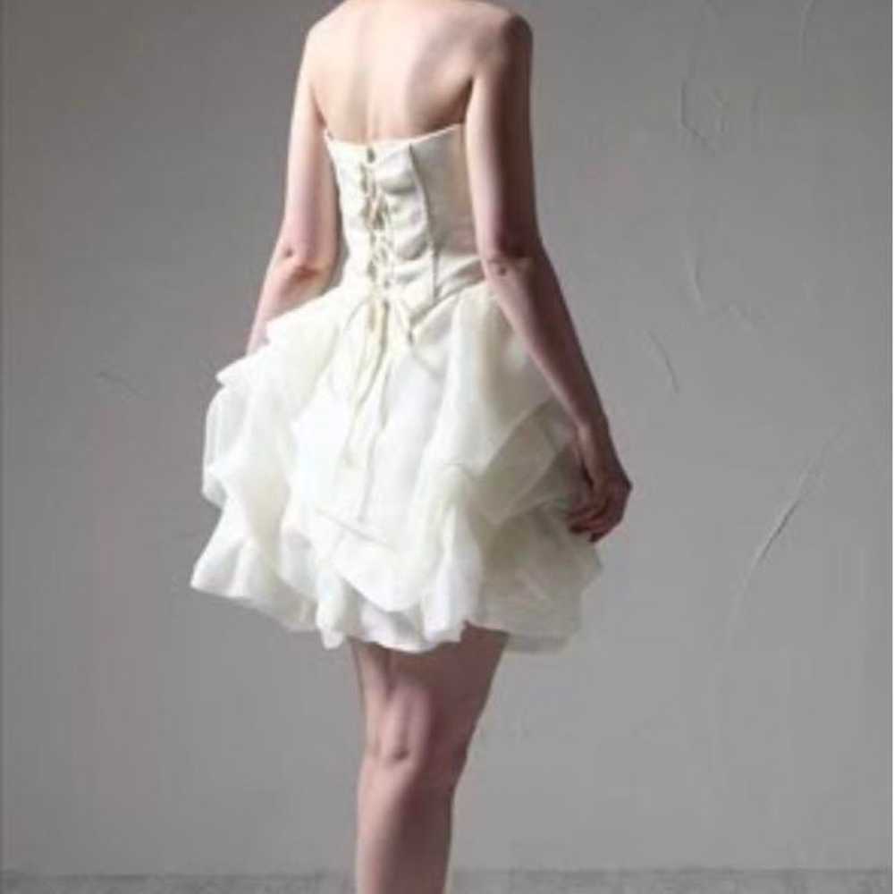 Strapless Ruffle Mini Wedding Dress - image 2