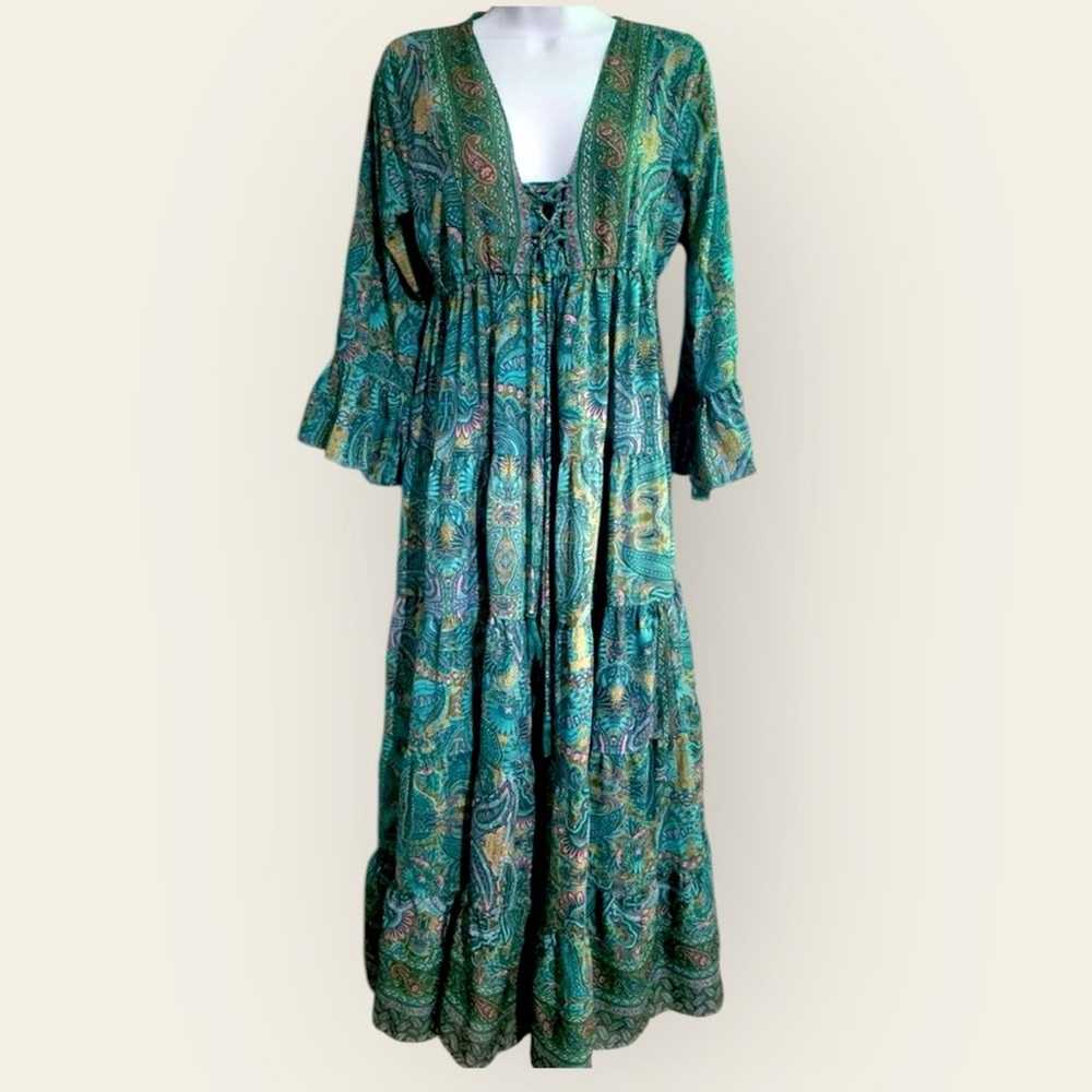 Boemo Anthropologie 2X Turquoise Paisley Bohemian… - image 1