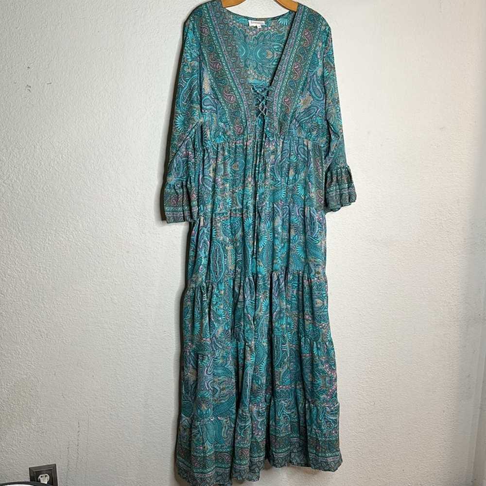 Boemo Anthropologie 2X Turquoise Paisley Bohemian… - image 2