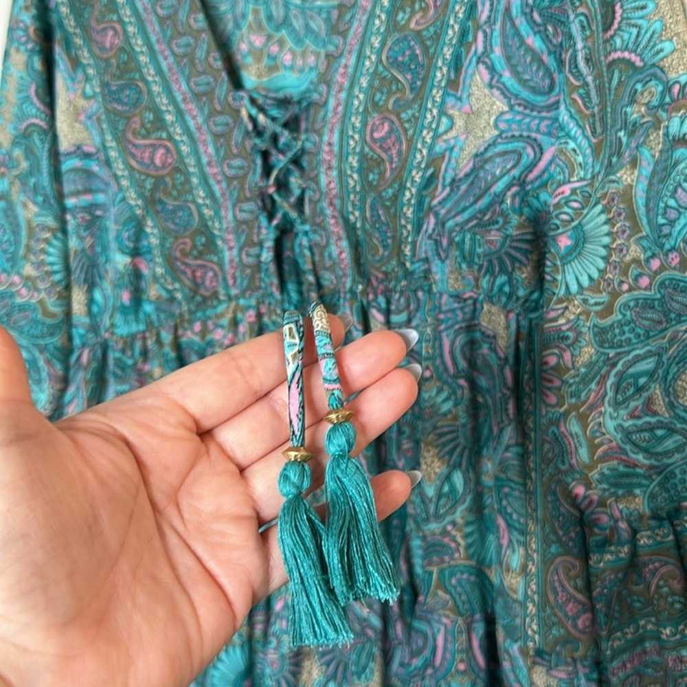 Boemo Anthropologie 2X Turquoise Paisley Bohemian… - image 8