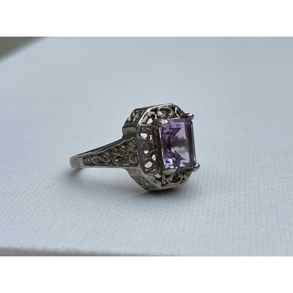 Vintage Amethyst Sterling Silver Ring - Size 6.75 - image 4