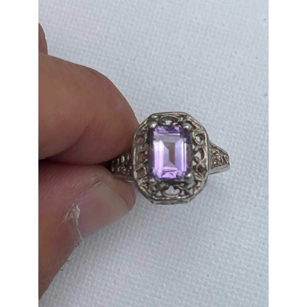 Vintage Amethyst Sterling Silver Ring - Size 6.75 - image 5