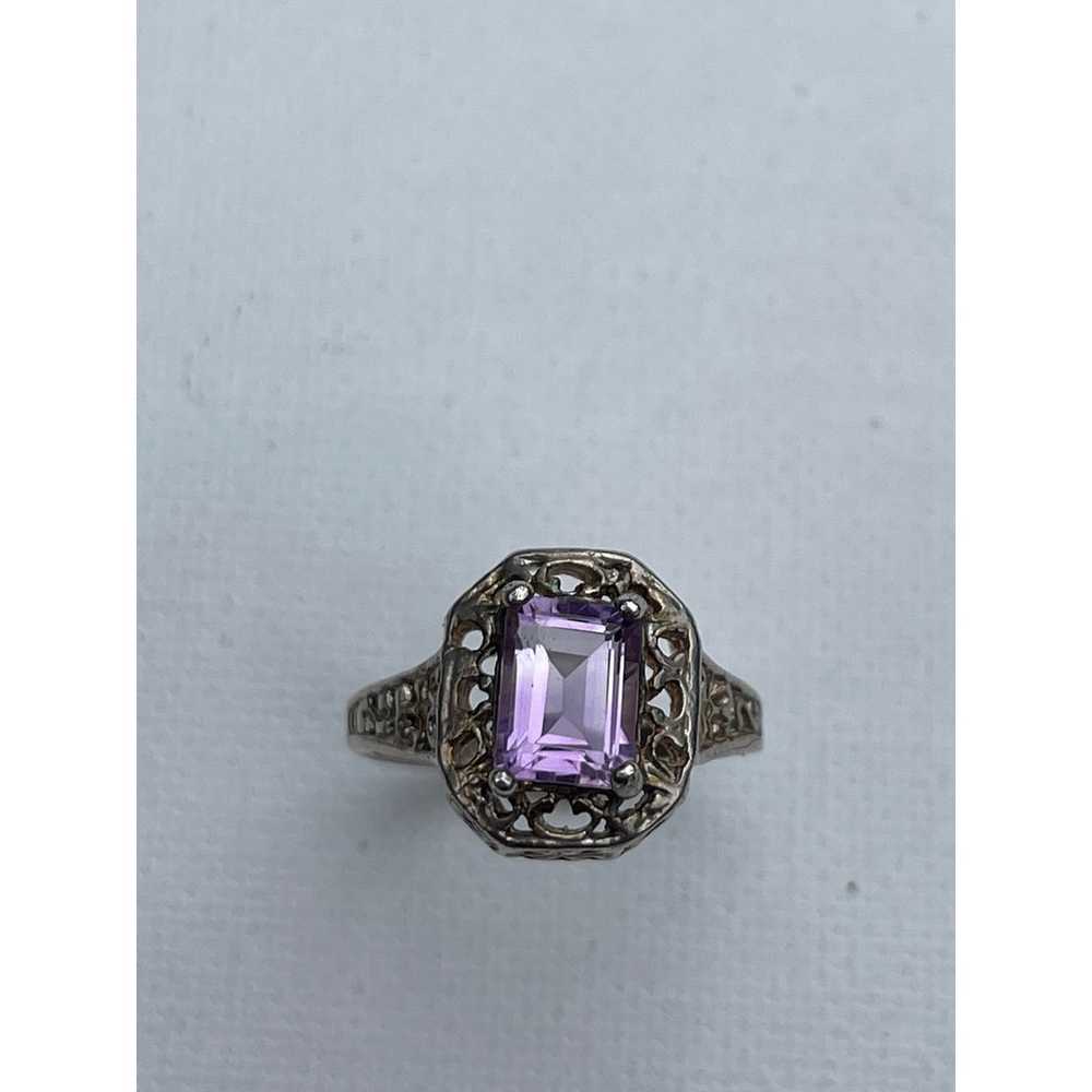 Vintage Amethyst Sterling Silver Ring - Size 6.75 - image 7