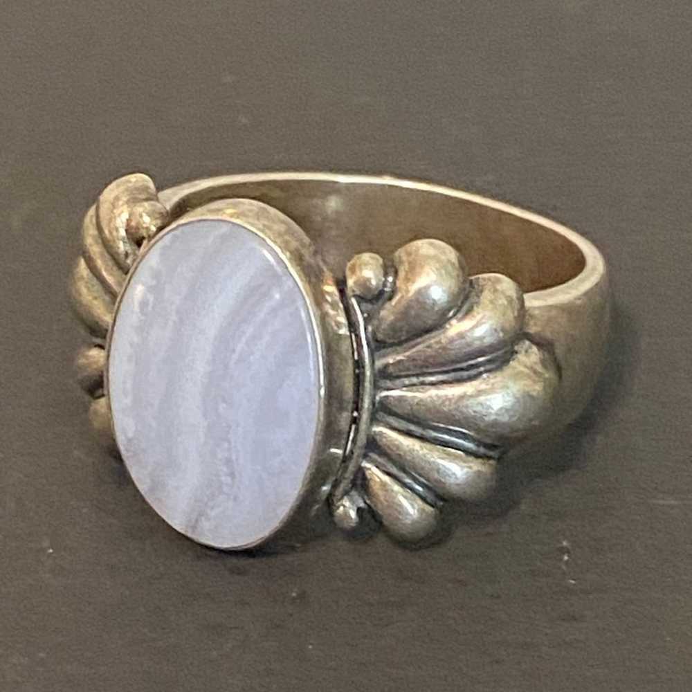 Vintage Sterling Carolyn Pollack White Agate Ring… - image 1