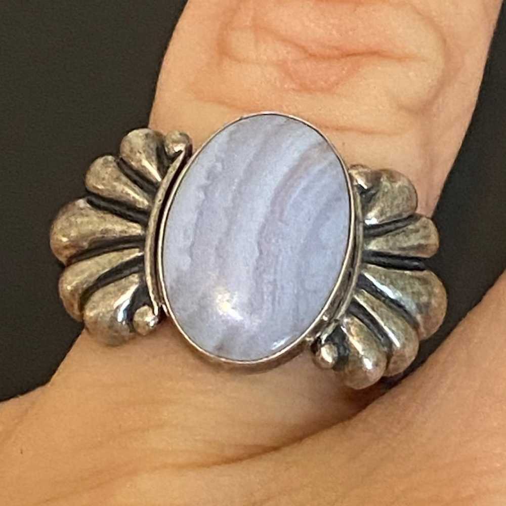 Vintage Sterling Carolyn Pollack White Agate Ring… - image 2