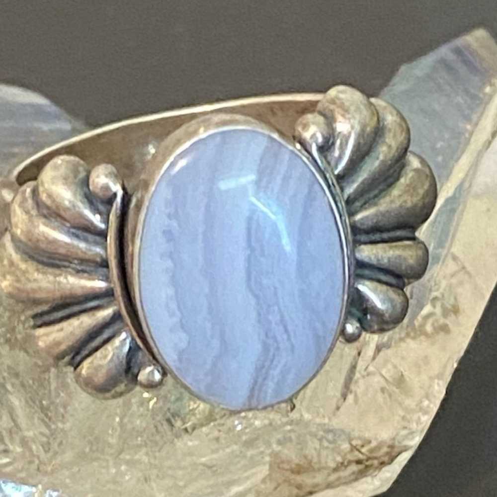 Vintage Sterling Carolyn Pollack White Agate Ring… - image 3