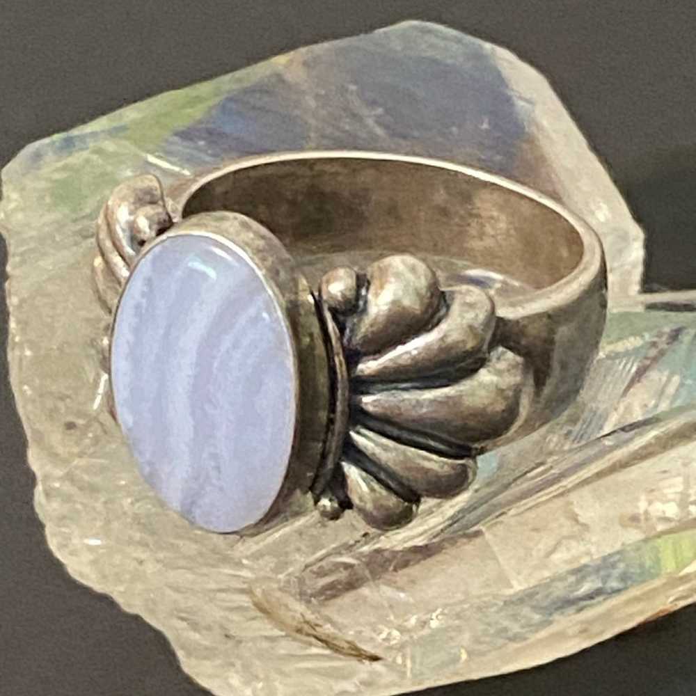 Vintage Sterling Carolyn Pollack White Agate Ring… - image 7