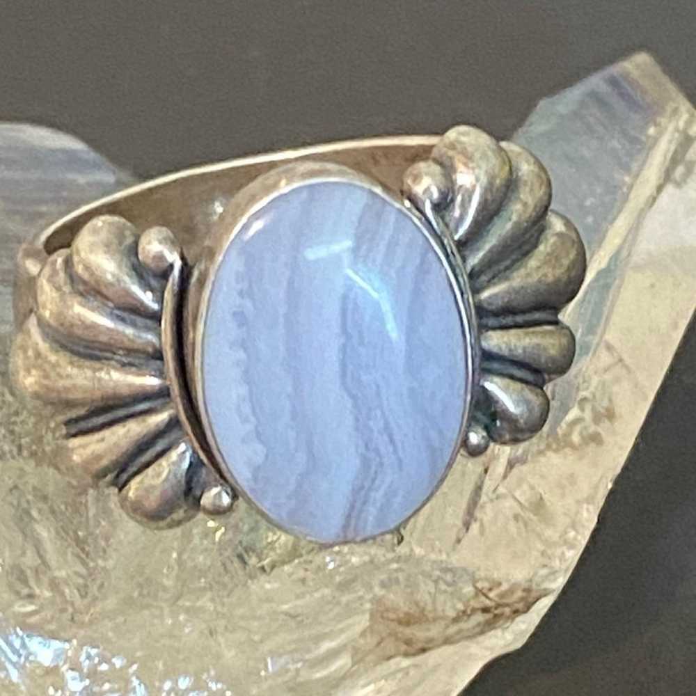 Vintage Sterling Carolyn Pollack White Agate Ring… - image 8