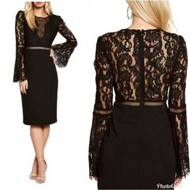 Bardot Faedra Black Lace Long Sleeve Pencil Cockta