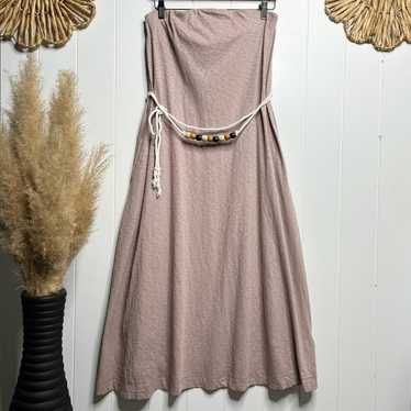 Free People dress maxi cotton belted strapless Med