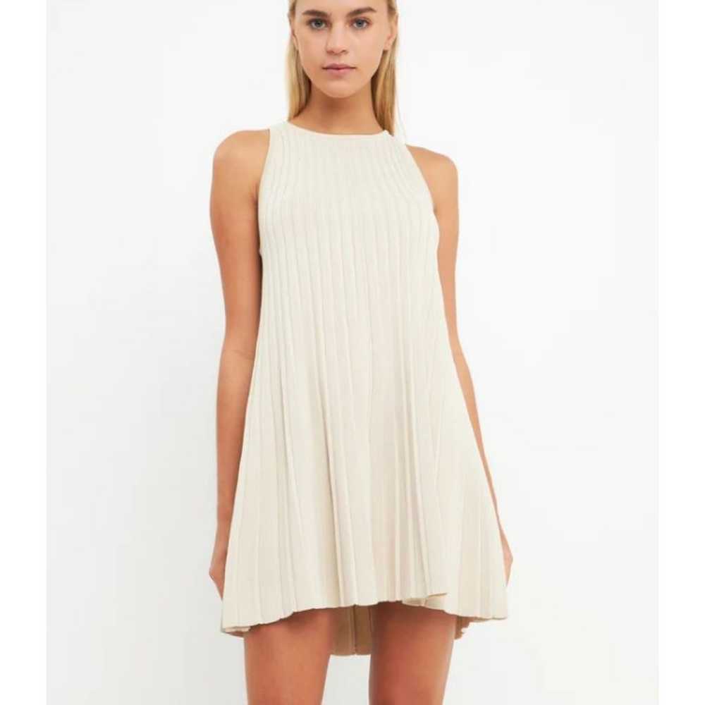 English Factory Ivory Knit Pleated A Line Short M… - image 3