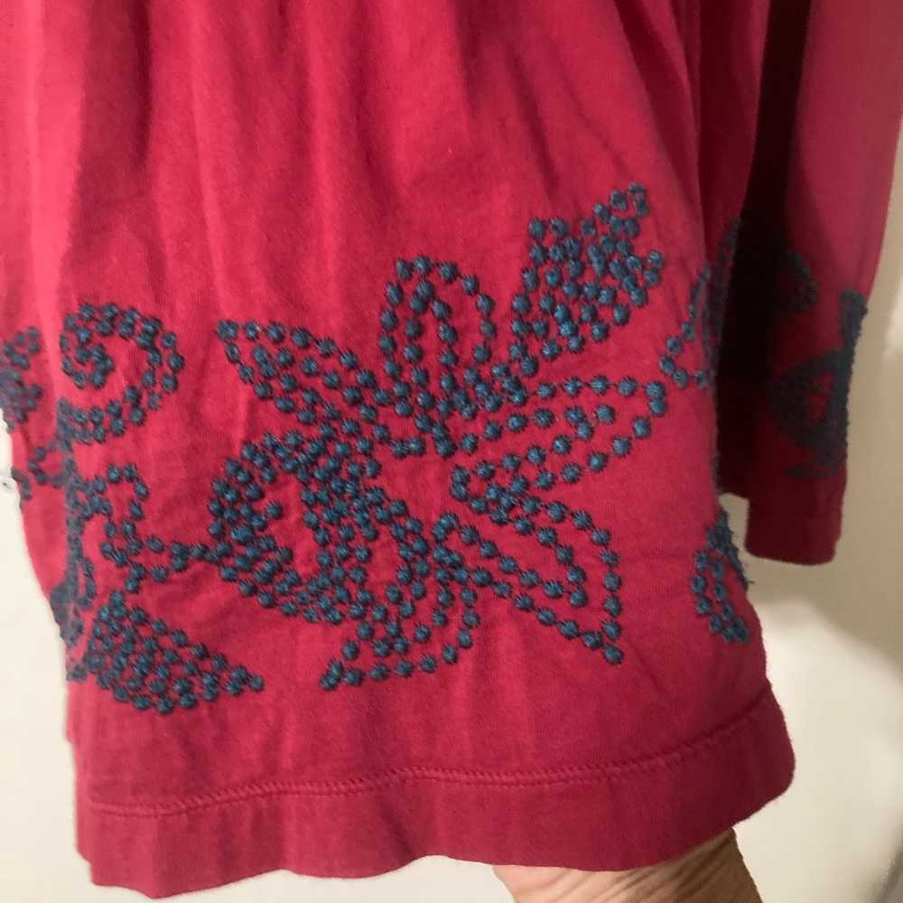 Johnny Was Embroidered Red BOHO Dress XL - image 4