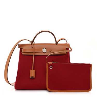 HERMES Vache Hunter Toile Herbag Zip 31 PM Rouge G