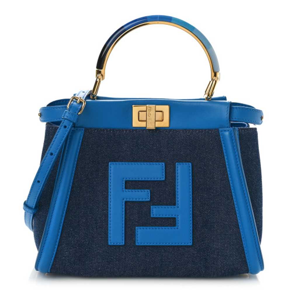 FENDI Denim Fabric Nappa FF Mini Peekaboo Iconic … - image 1