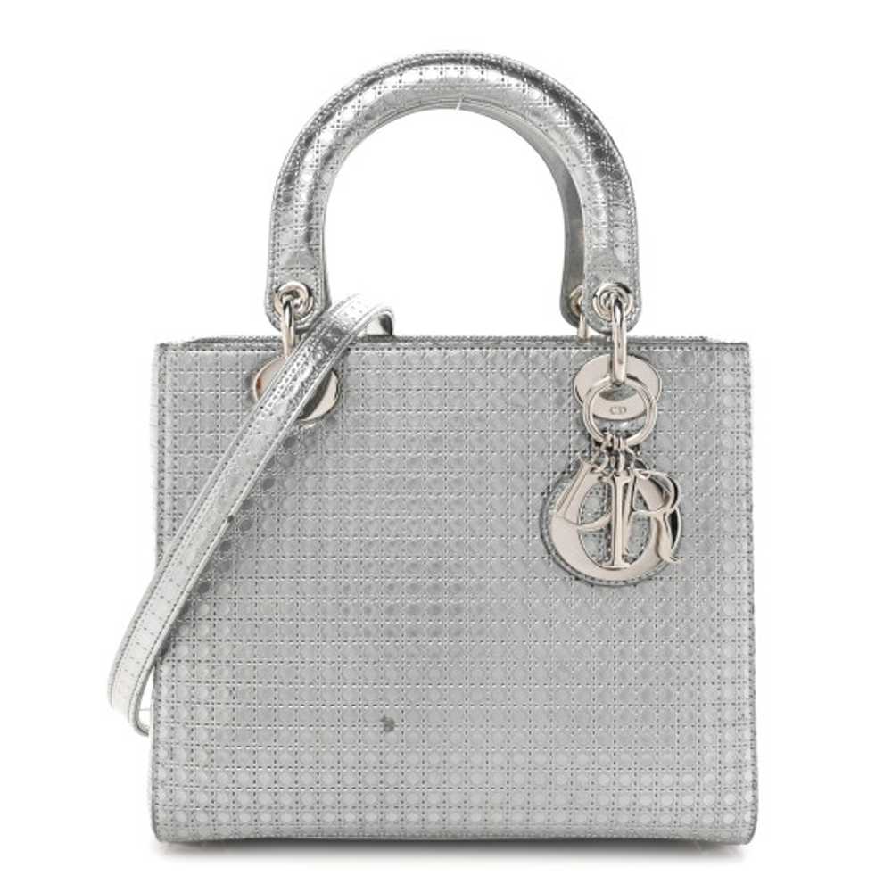 CHRISTIAN DIOR Metallic Patent Micro-Cannage Medi… - image 1