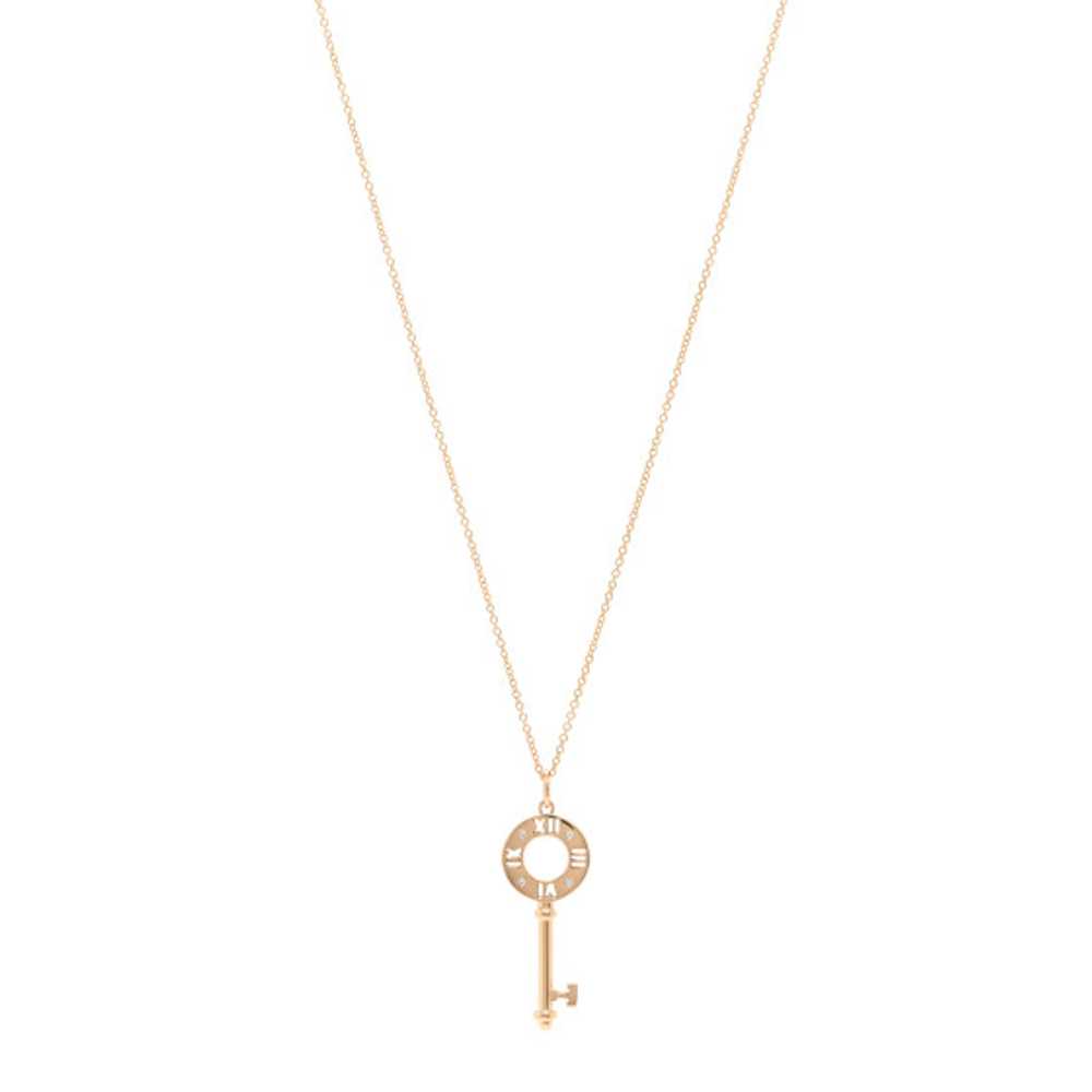 TIFFANY 18K Rose Gold Diamond Atlas Pierced Key P… - image 1