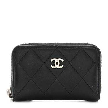 CHANEL Caviar Quilted Zip Coin Purse Black