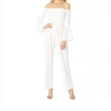 Alexia Admor white bell sleeve off shoulder jumpsu