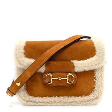 GUCCI Suede Shearling Horsebit 1955 Shoulder Bag B