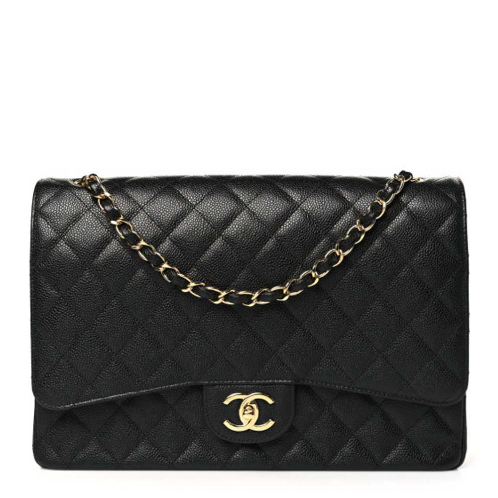 CHANEL Caviar Quilted Maxi Double Flap Black - image 1