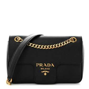 PRADA Saffiano Flap Shoulder Bag Black