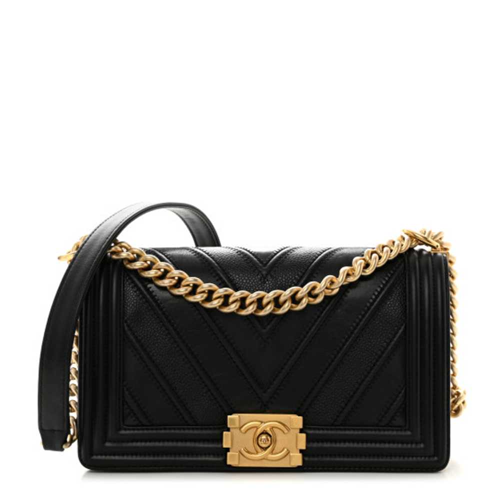 CHANEL Caviar Suede Calfskin Chevron Medium Boy F… - image 1