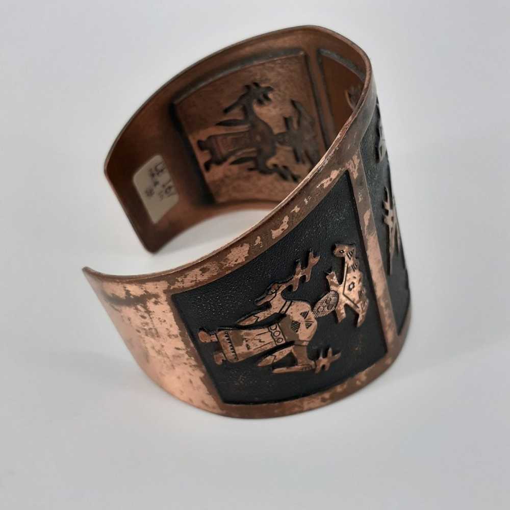 Vintage Kachina Cuff Wide Native Boho Cooper Stat… - image 3