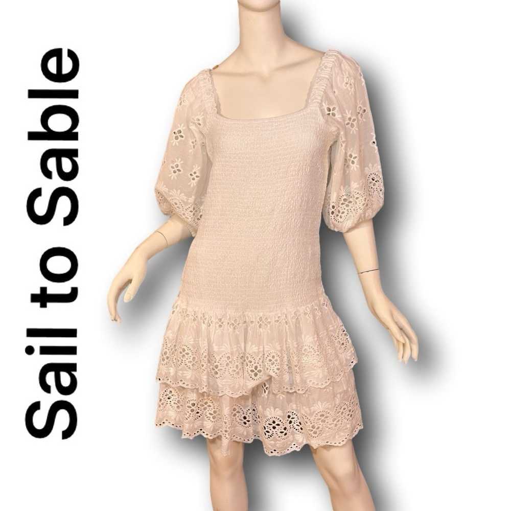 SAIL TO SABLE STS WHITE PUFF SLEEVE SMOCKED DRESS… - image 2