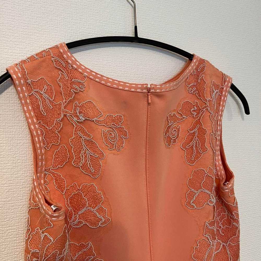 Pink Embroidered Sleeveless Knee-Length Dress - image 5