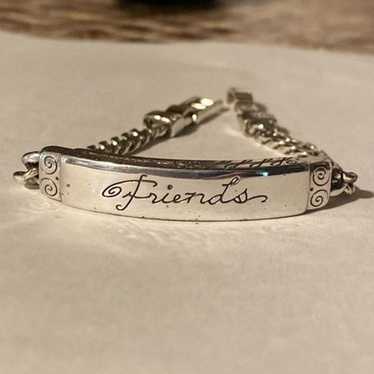 Brighton vintage “Friends” etched silver ID style 