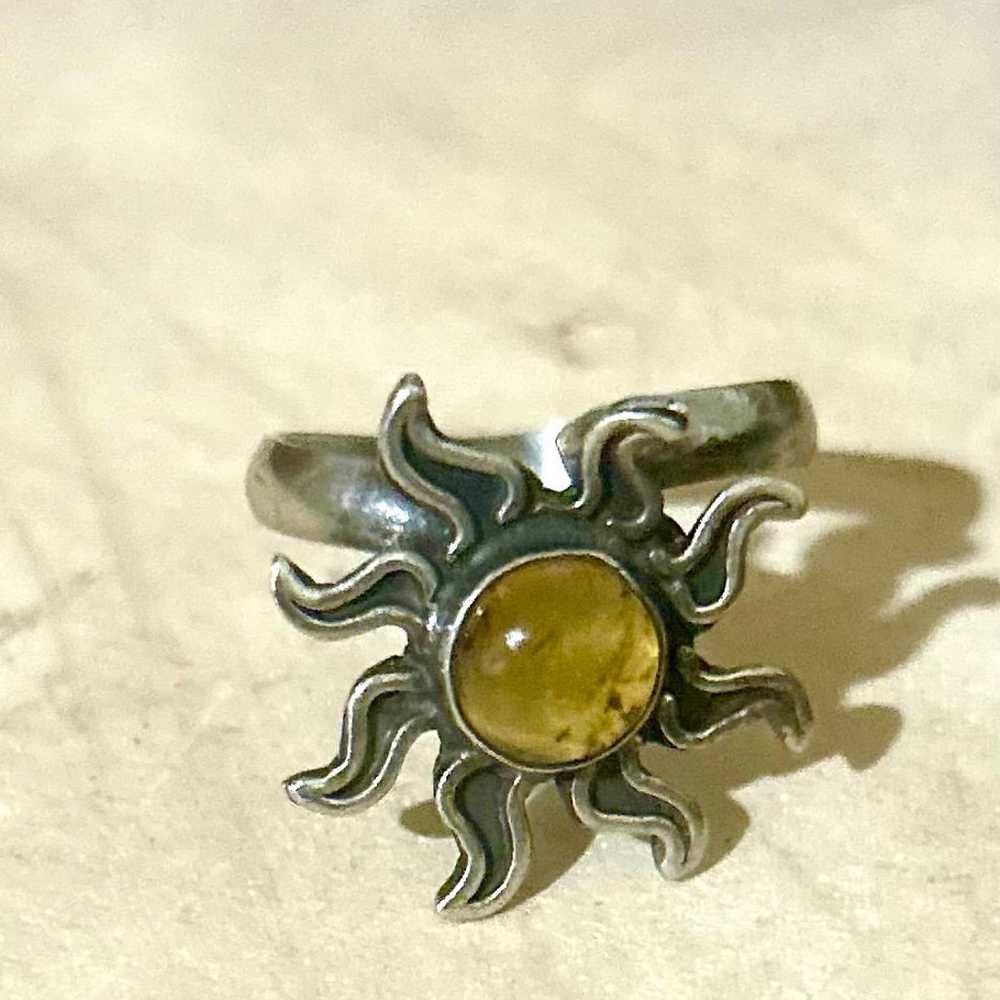 Amber Sun Sterling Ring 925 - image 3