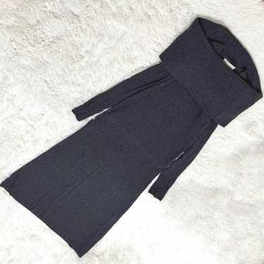 CELFORD Snood-Style Long Knit Dress 38 Gray Ribbe… - image 1