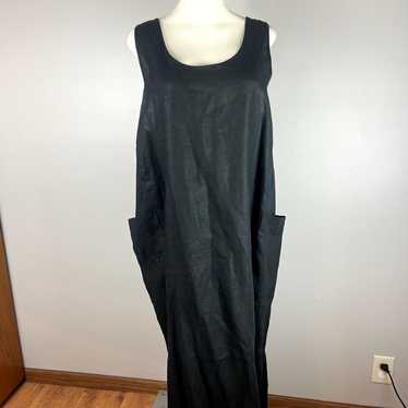 FLAX 100% Linen Black Maxi Dress - image 1