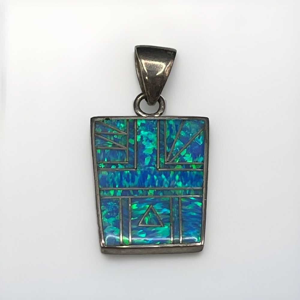 Vintage Sterling Silver Southwest Themed Pendant … - image 1