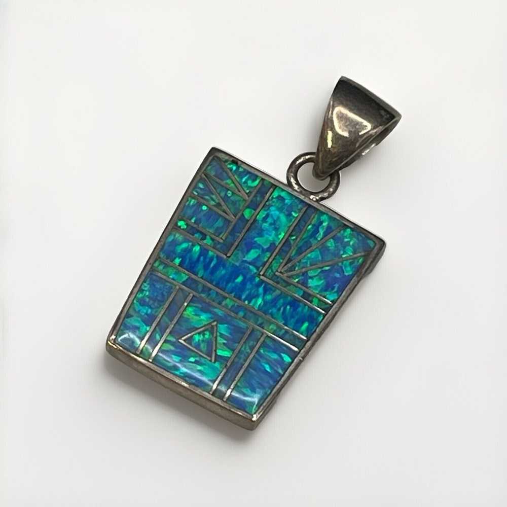 Vintage Sterling Silver Southwest Themed Pendant … - image 2