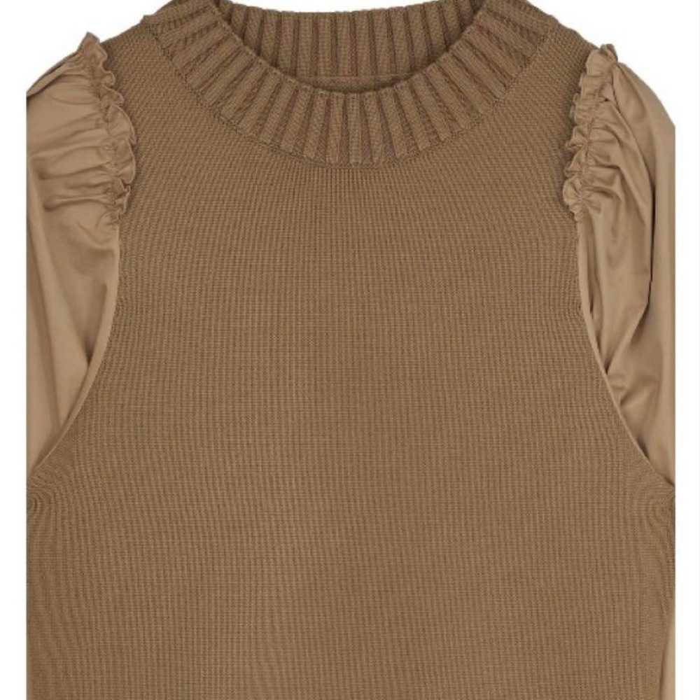 Ameri KNIT DOCKING VOLUME DRESS M Beige - image 5