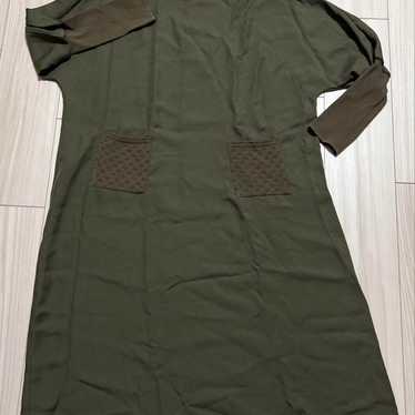 Jolie Mignon Knit Collar Pocket Dress Olive Khaki - image 1