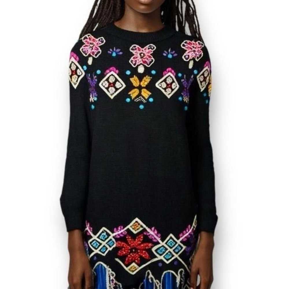 Vintage Maggie Lawrence Black Floral Beaded Knit … - image 8