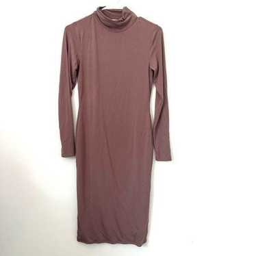 Good American Brown Bodycon Mock Neck Midi Dress - image 1