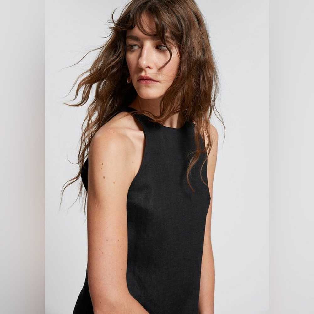 & OTHER STORIES Linen A-Line Mini Dress In Black - image 3