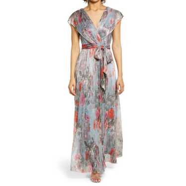 Eliza J Gray Floral Maxi Dress Size 4 New