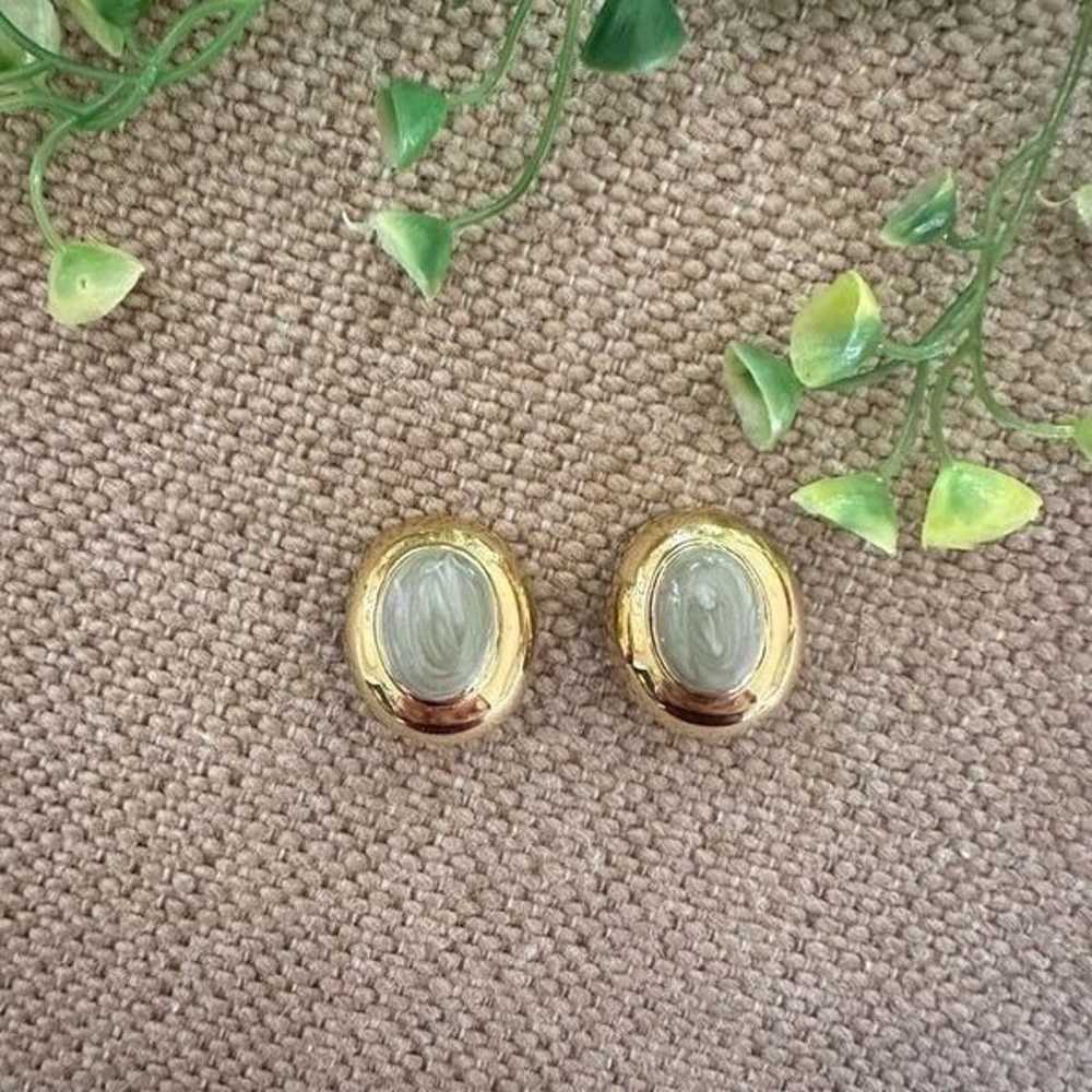 St. John Vintage Gold Tone & Gray Tiger Eye Shiny… - image 1