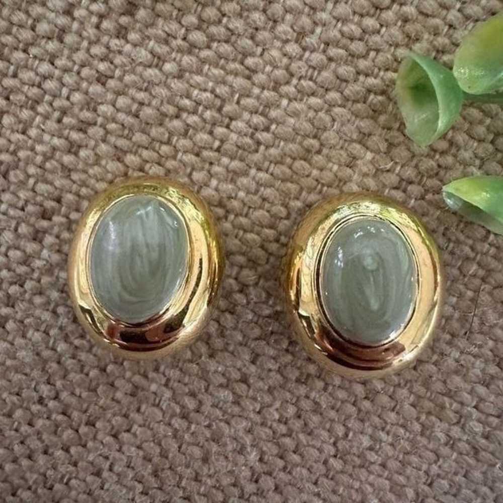 St. John Vintage Gold Tone & Gray Tiger Eye Shiny… - image 2