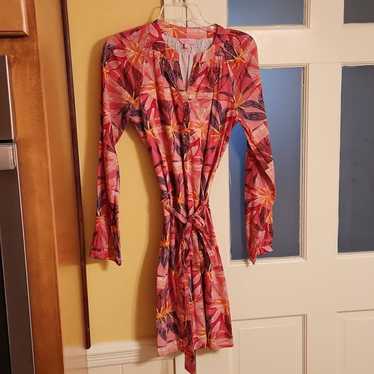 Lilly Pulitzer Pink Floral Cotton Shirt Dress w/ … - image 1