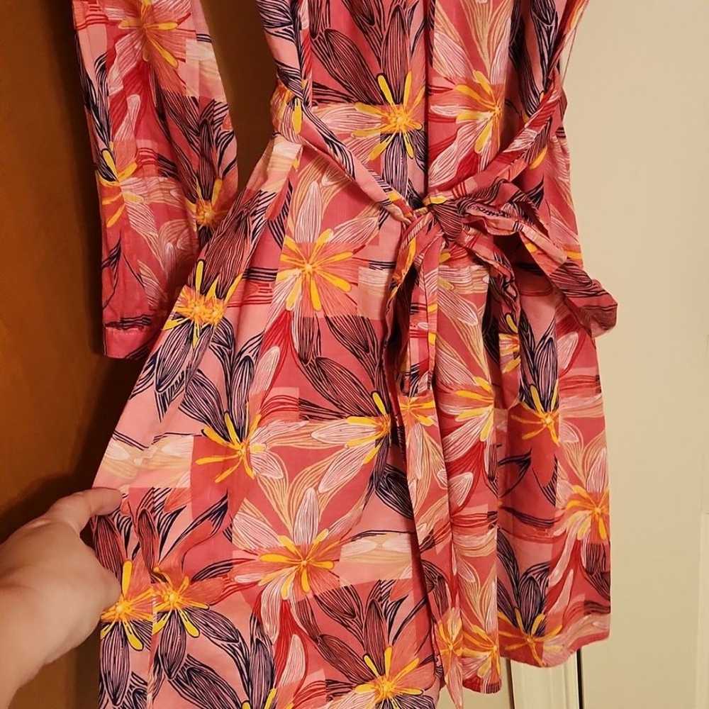 Lilly Pulitzer Pink Floral Cotton Shirt Dress w/ … - image 7