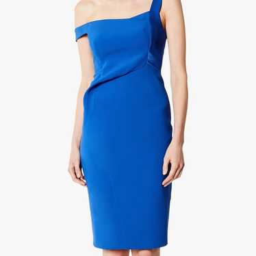 Karen Millen Asymmetric Sheath Bodycon Dress Roya… - image 1