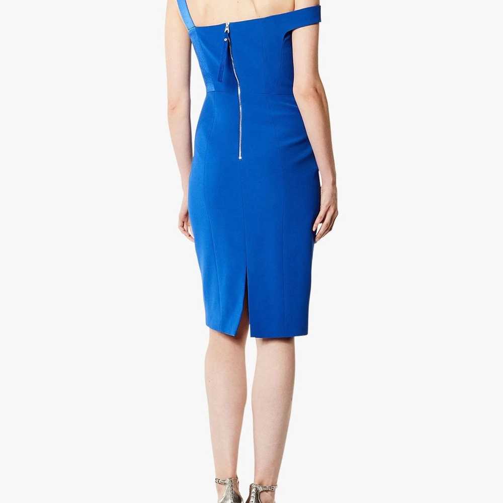 Karen Millen Asymmetric Sheath Bodycon Dress Roya… - image 2