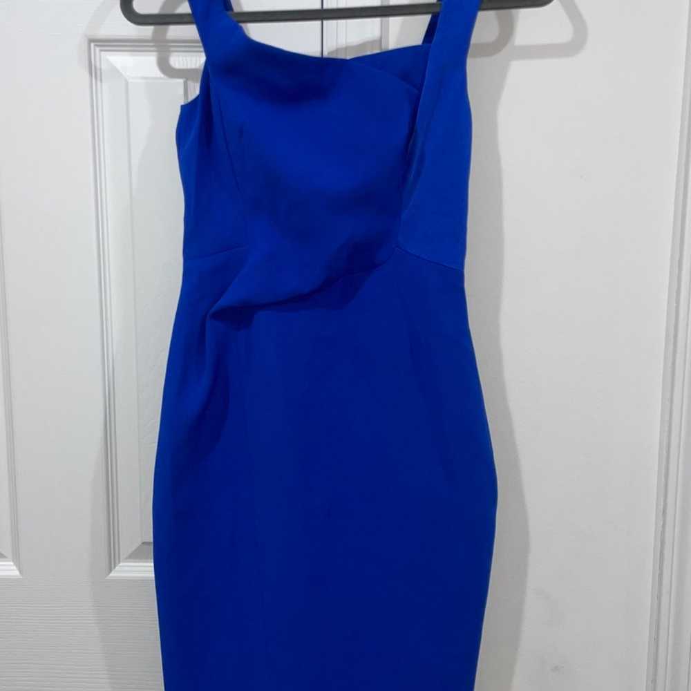 Karen Millen Asymmetric Sheath Bodycon Dress Roya… - image 4