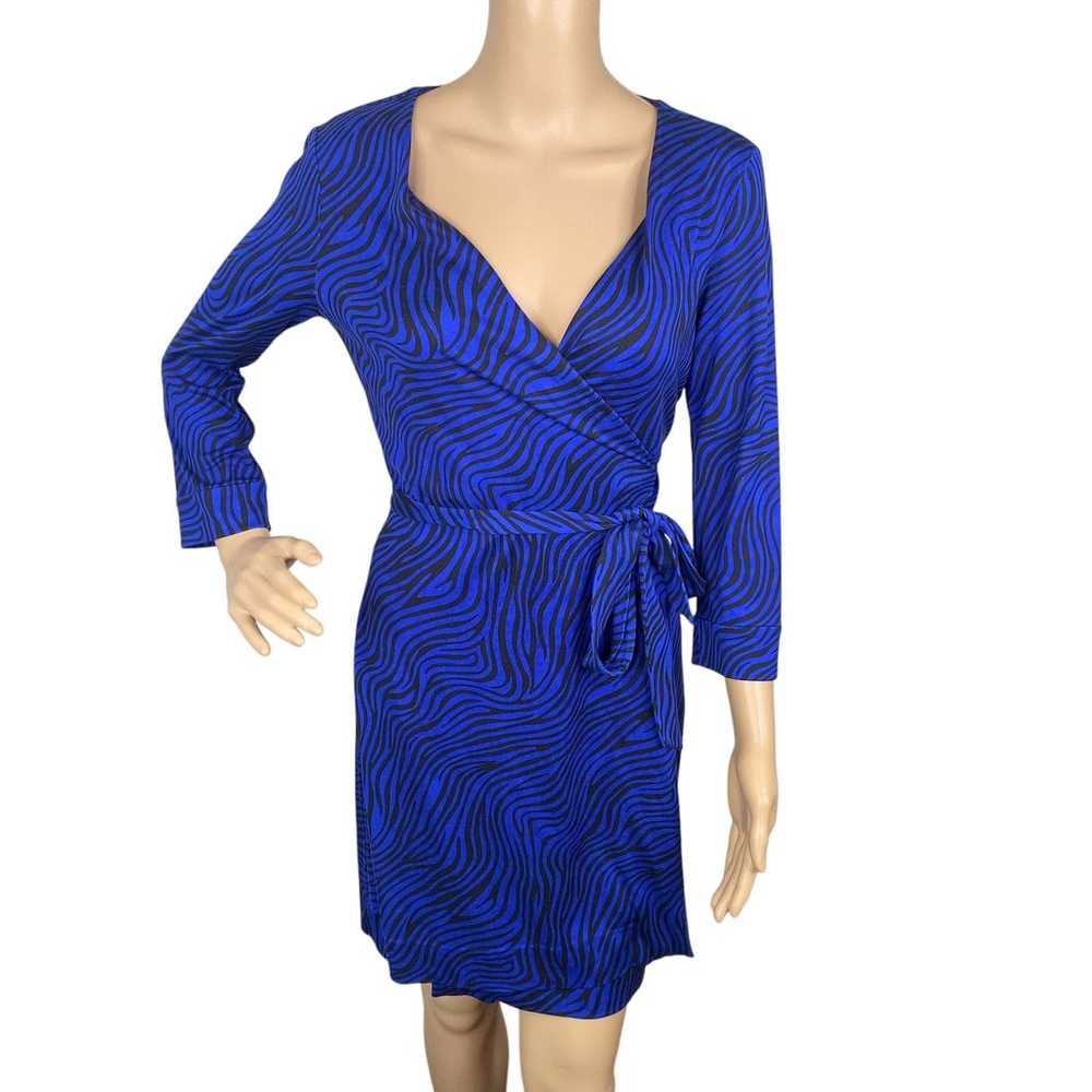 Diane Von Furstenberg Julian Two Blue Zebra Wavy … - image 1