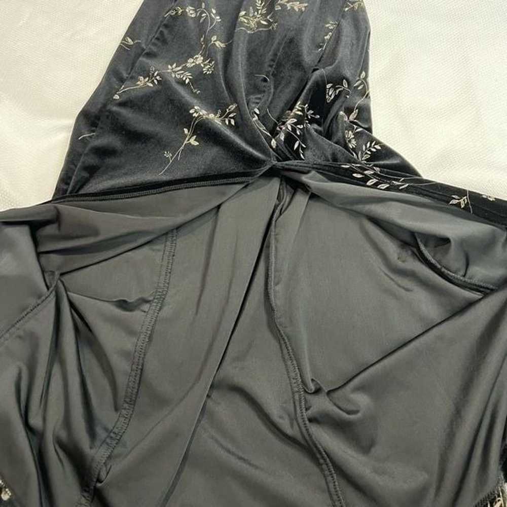 Vintage Black Velvet Gold Floral Formal Dress - image 10